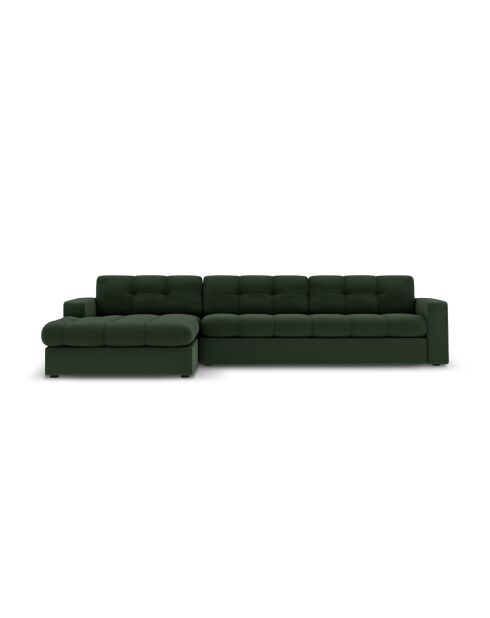 Yohan linkes Ecksofa aus Strukturstoff 4 Sitze dunkelgrün - 236x160x72 cm