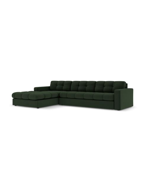Yohan linkes Ecksofa aus Strukturstoff 4 Sitze dunkelgrün - 236x160x72 cm