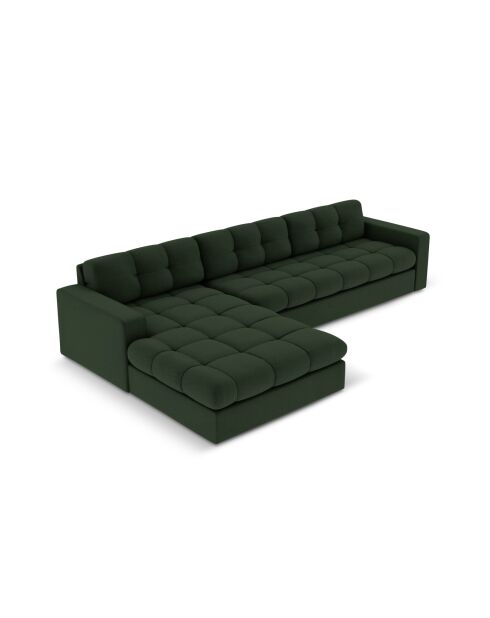 Yohan linkes Ecksofa aus Strukturstoff 4 Sitze dunkelgrün - 236x160x72 cm