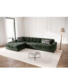 Yohan linkes Ecksofa aus Strukturstoff 4 Sitze dunkelgrün - 236x160x72 cm