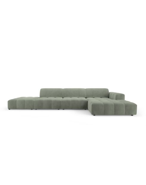 Ecksofa Luc rechts aus Strukturstoff 5 Sitze in dunklem Olivgrün - 342x163x77 cm