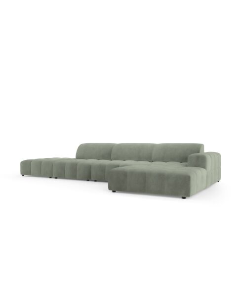 Ecksofa Luc rechts aus Strukturstoff 5 Sitze in dunklem Olivgrün - 342x163x77 cm