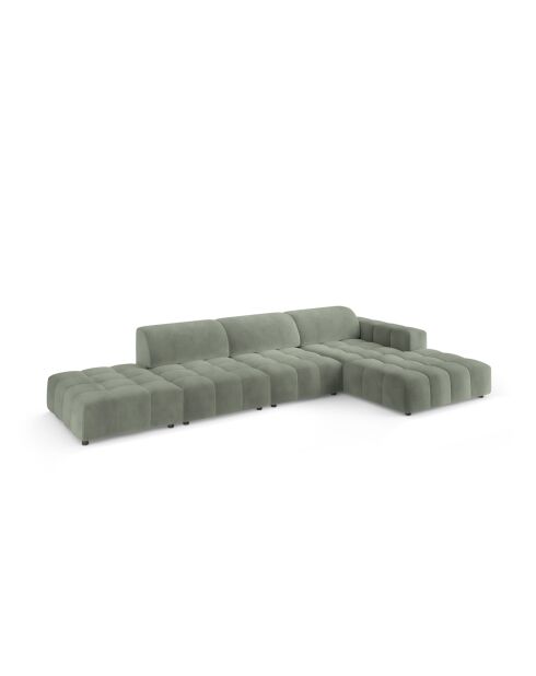 Ecksofa Luc rechts aus Strukturstoff 5 Sitze in dunklem Olivgrün - 342x163x77 cm