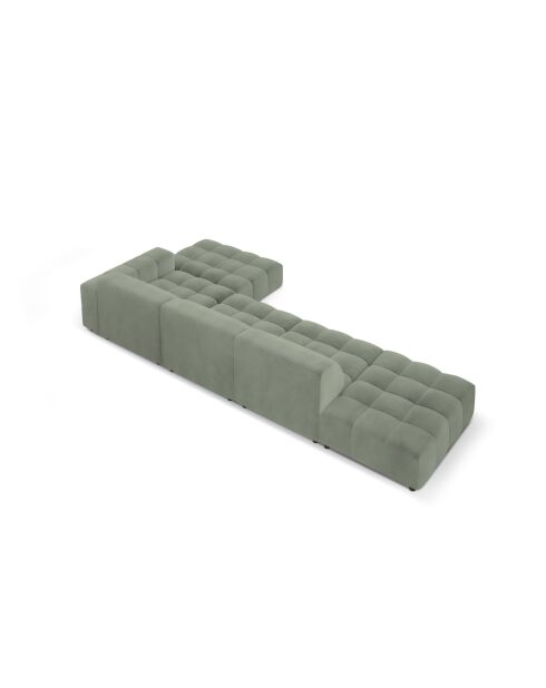 Ecksofa Luc rechts aus Strukturstoff 5 Sitze in dunklem Olivgrün - 342x163x77 cm