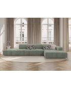Ecksofa Luc rechts aus Strukturstoff 5 Sitze in dunklem Olivgrün - 342x163x77 cm