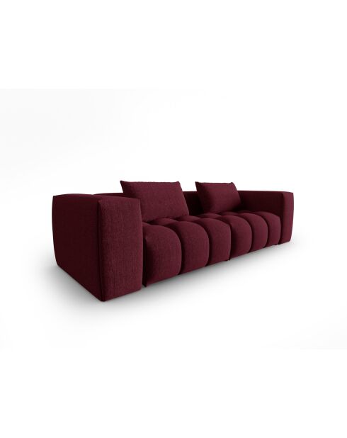 Canapé modulaire Lorella en tissu structurel 4 places bordeaux - 230x85x70 cm