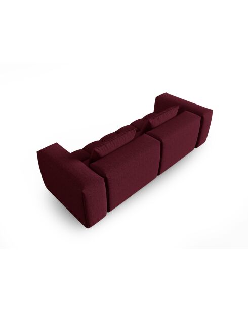 Canapé modulaire Lorella en tissu structurel 4 places bordeaux - 230x85x70 cm