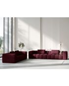 Sofá modular Lorella de tejido estructural burdeos de 4 plazas - 230x85x70 cm