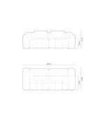 Sofá modular Lorella de tejido estructural burdeos de 4 plazas - 230x85x70 cm