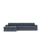 Yohan linkes Ecksofa aus Strukturstoff 4 Sitze dunkelblau - 236x160x72 cm