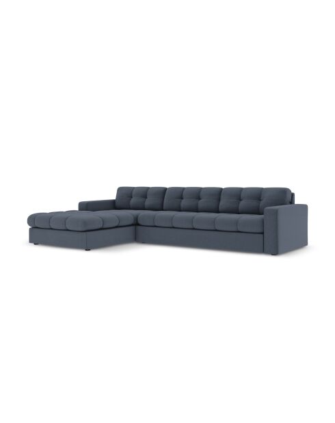 Yohan linkes Ecksofa aus Strukturstoff 4 Sitze dunkelblau - 236x160x72 cm