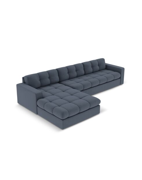 Yohan linkes Ecksofa aus Strukturstoff 4 Sitze dunkelblau - 236x160x72 cm
