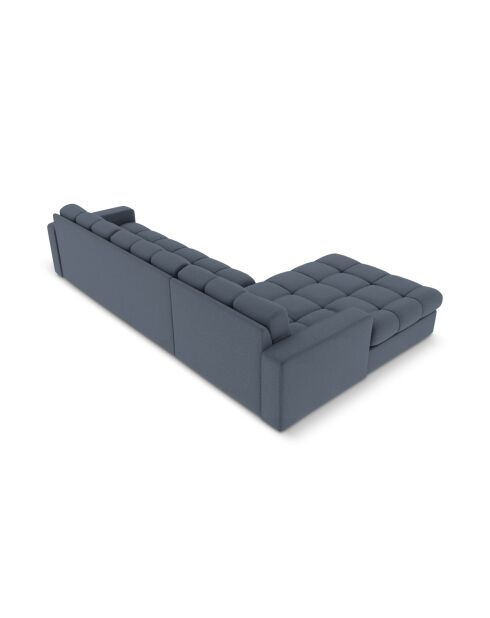 Yohan linkes Ecksofa aus Strukturstoff 4 Sitze dunkelblau - 236x160x72 cm