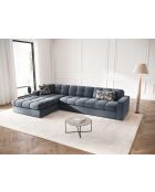 Yohan linkes Ecksofa aus Strukturstoff 4 Sitze dunkelblau - 236x160x72 cm