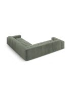 Symmetrisches Ecksofa Luc aus Strukturstoff 5 Sitze in dunklem Olivgrün - 281x281x77 cm