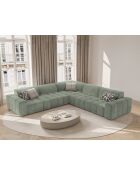 Symmetrisches Ecksofa Luc aus Strukturstoff 5 Sitze in dunklem Olivgrün - 281x281x77 cm