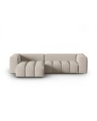 Lorella modulares Ecksofa links aus Strukturstoff 3 Sitze Sand - 260x145x70 cm