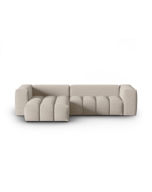 Lorella modulares Ecksofa links aus Strukturstoff 3 Sitze Sand - 260x145x70 cm