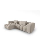 Lorella modulares Ecksofa links aus Strukturstoff 3 Sitze Sand - 260x145x70 cm