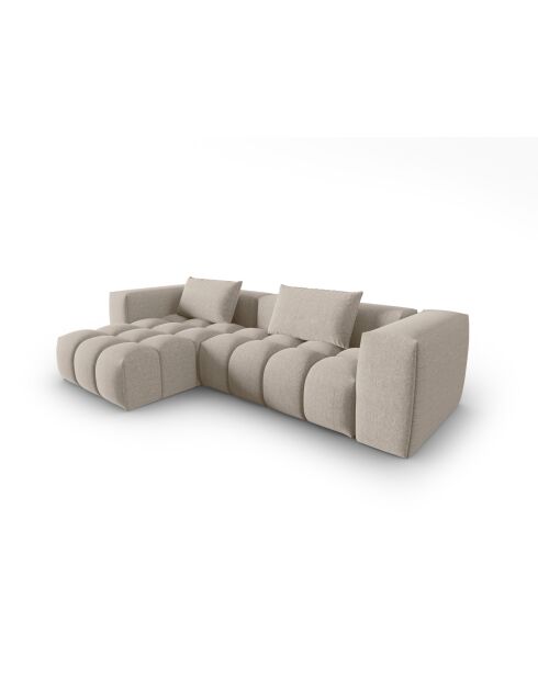Lorella modulares Ecksofa links aus Strukturstoff 3 Sitze Sand - 260x145x70 cm
