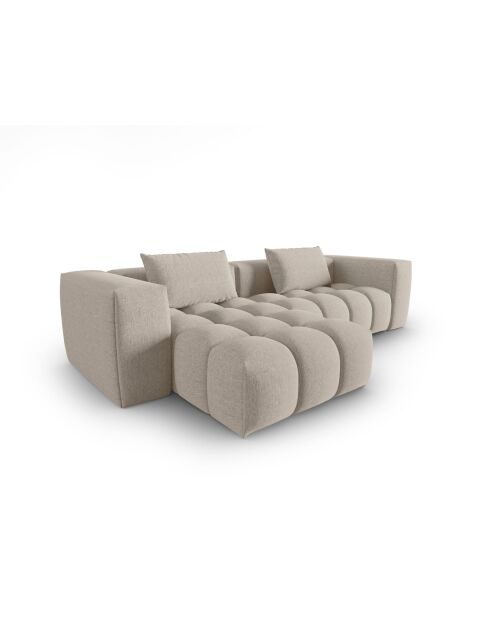 Lorella modulares Ecksofa links aus Strukturstoff 3 Sitze Sand - 260x145x70 cm