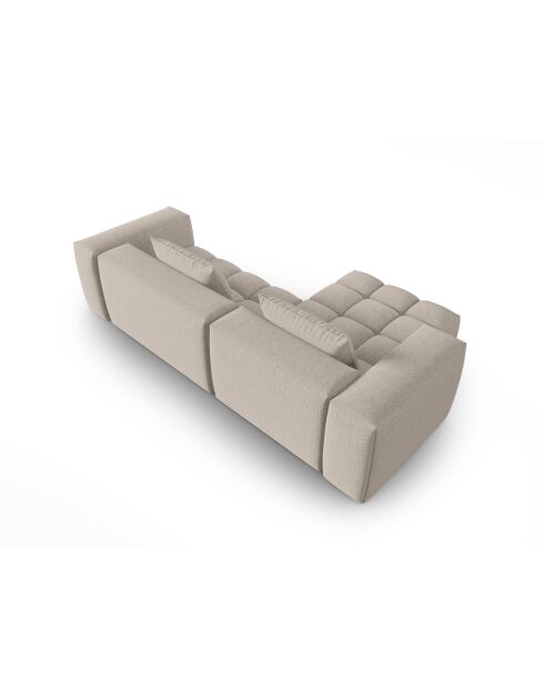 Lorella modulares Ecksofa links aus Strukturstoff 3 Sitze Sand - 260x145x70 cm
