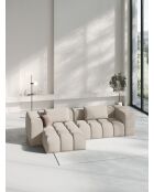 Lorella modulares Ecksofa links aus Strukturstoff 3 Sitze Sand - 260x145x70 cm