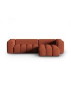 Lorella modulares rechtes Ecksofa aus korallenrotem 3-Sitzer-Strukturstoff - 260x145x70 cm