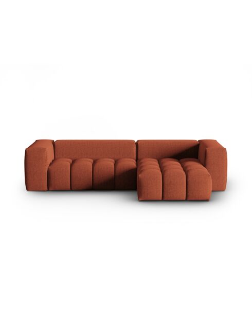 Lorella modulares rechtes Ecksofa aus korallenrotem 3-Sitzer-Strukturstoff - 260x145x70 cm