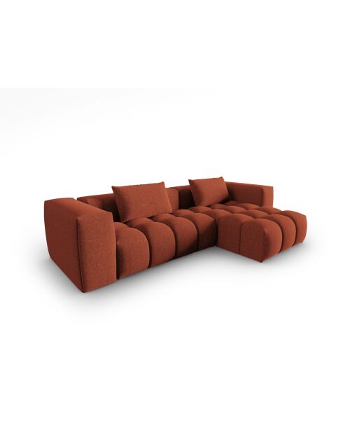 Lorella modulares rechtes Ecksofa aus korallenrotem 3-Sitzer-Strukturstoff - 260x145x70 cm
