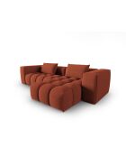Lorella modulares rechtes Ecksofa aus korallenrotem 3-Sitzer-Strukturstoff - 260x145x70 cm