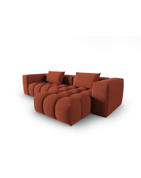 Lorella modulares rechtes Ecksofa aus korallenrotem 3-Sitzer-Strukturstoff - 260x145x70 cm