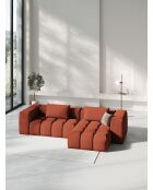 Lorella modulares rechtes Ecksofa aus korallenrotem 3-Sitzer-Strukturstoff - 260x145x70 cm