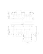 Lorella modulares rechtes Ecksofa aus korallenrotem 3-Sitzer-Strukturstoff - 260x145x70 cm
