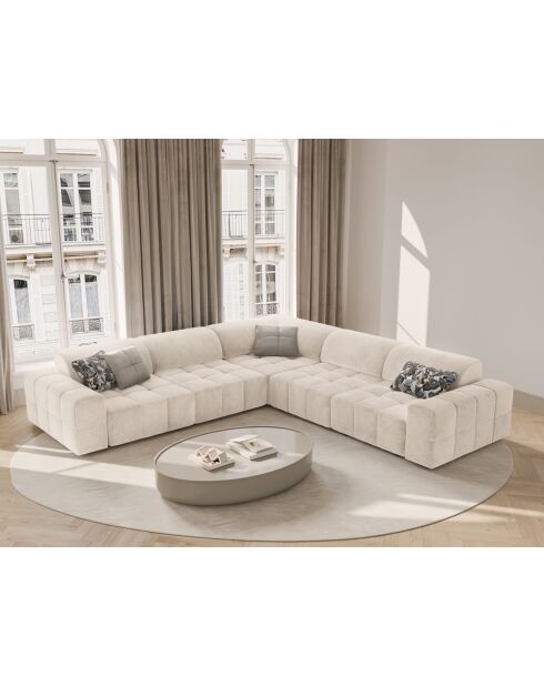 Symmetrisches Ecksofa Luc aus Strukturstoff 5 Sitze Sand - 281x281x77 cm