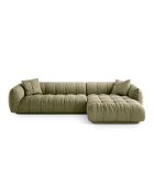 Julia modulares rechtes Ecksofa aus Strukturstoff 3 Sitze oliv - 295x170x68 cm