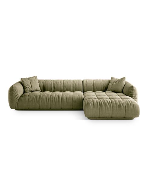 Julia modulares rechtes Ecksofa aus Strukturstoff 3 Sitze oliv - 295x170x68 cm