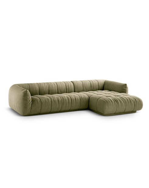 Julia modulares rechtes Ecksofa aus Strukturstoff 3 Sitze oliv - 295x170x68 cm