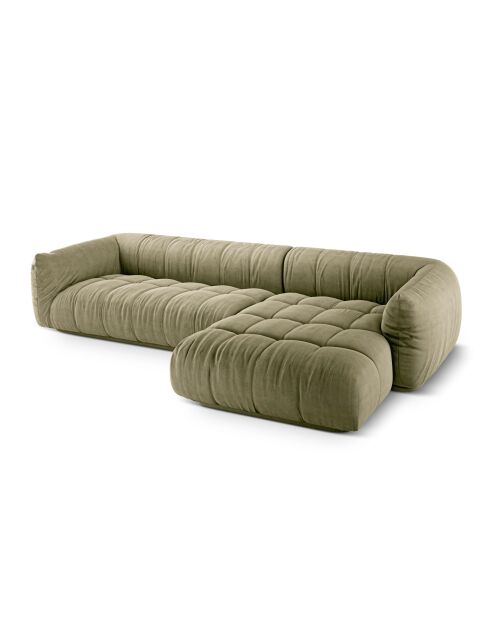 Julia modulares rechtes Ecksofa aus Strukturstoff 3 Sitze oliv - 295x170x68 cm