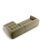 Julia modulares rechtes Ecksofa aus Strukturstoff 3 Sitze oliv - 295x170x68 cm
