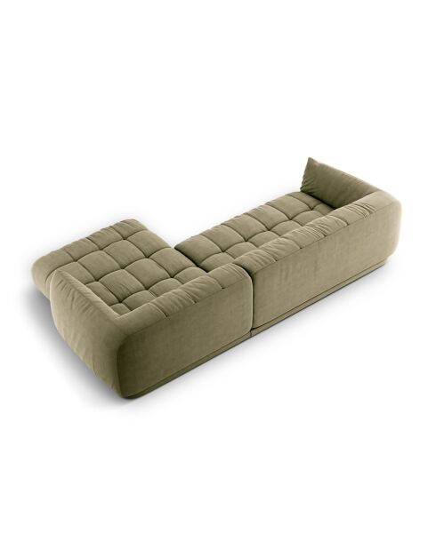 Julia modulares rechtes Ecksofa aus Strukturstoff 3 Sitze oliv - 295x170x68 cm