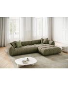 Julia modulares rechtes Ecksofa aus Strukturstoff 3 Sitze oliv - 295x170x68 cm