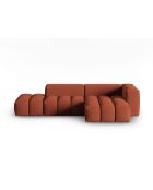 Lorella modulares rechtes Ecksofa aus Strukturstoff 4 Sitze korallenrot - 265x145x70 cm