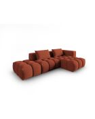 Lorella modulares rechtes Ecksofa aus Strukturstoff 4 Sitze korallenrot - 265x145x70 cm