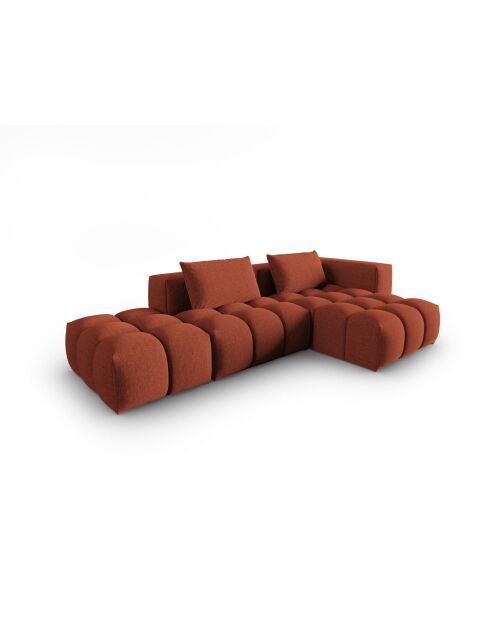 Lorella modulares rechtes Ecksofa aus Strukturstoff 4 Sitze korallenrot - 265x145x70 cm