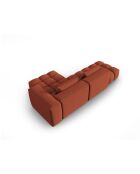 Lorella modulares rechtes Ecksofa aus Strukturstoff 4 Sitze korallenrot - 265x145x70 cm