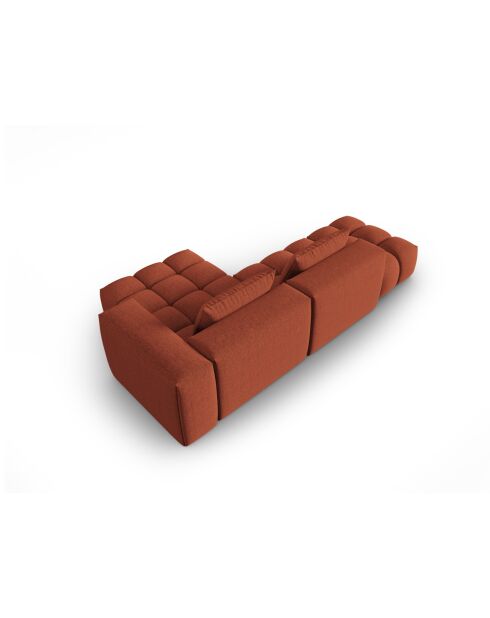 Lorella modulares rechtes Ecksofa aus Strukturstoff 4 Sitze korallenrot - 265x145x70 cm