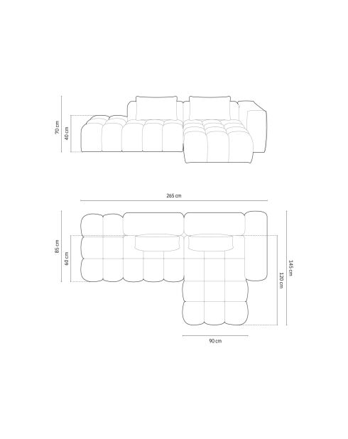 Lorella modulares rechtes Ecksofa aus Strukturstoff 4 Sitze korallenrot - 265x145x70 cm