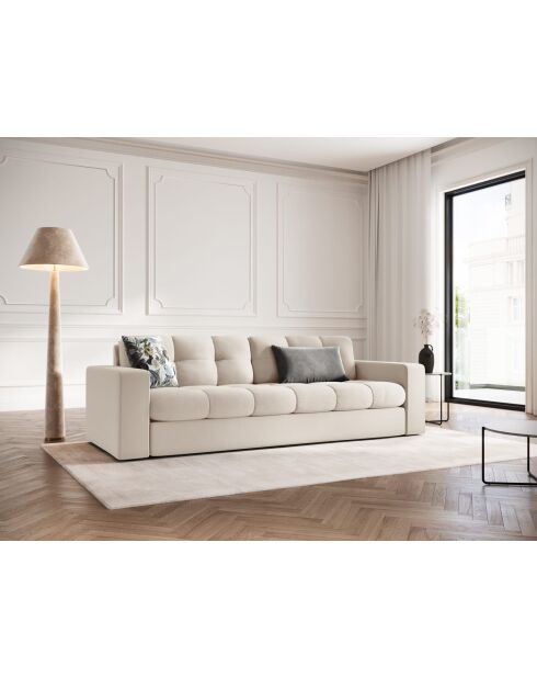 Yohan 3-Sitzer-Sofa aus Strukturstoff hellbeige - 202x90x72 cm