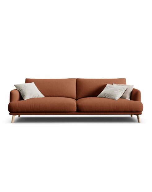 Margot-bank in structuurstof, 4 stoelen, baksteen - 230x95x75 cm